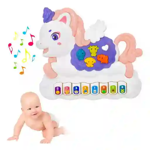 Teclado Electrónico Musical Infantil Didáctico Unicornio Para Niños Con Luces Y Sonido