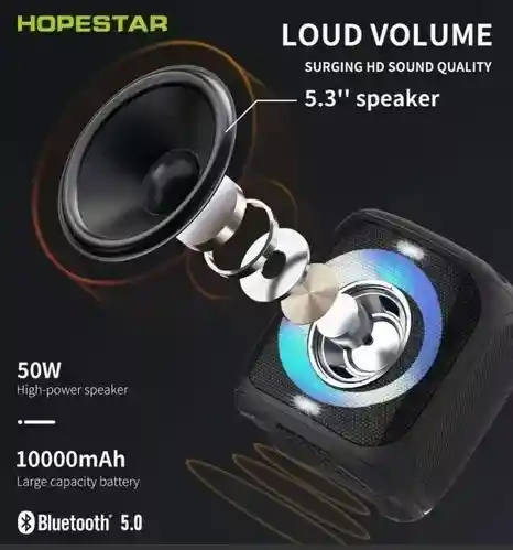 Parlante Hopestar Portatil Bluetooth Party 100 50w Resistent
