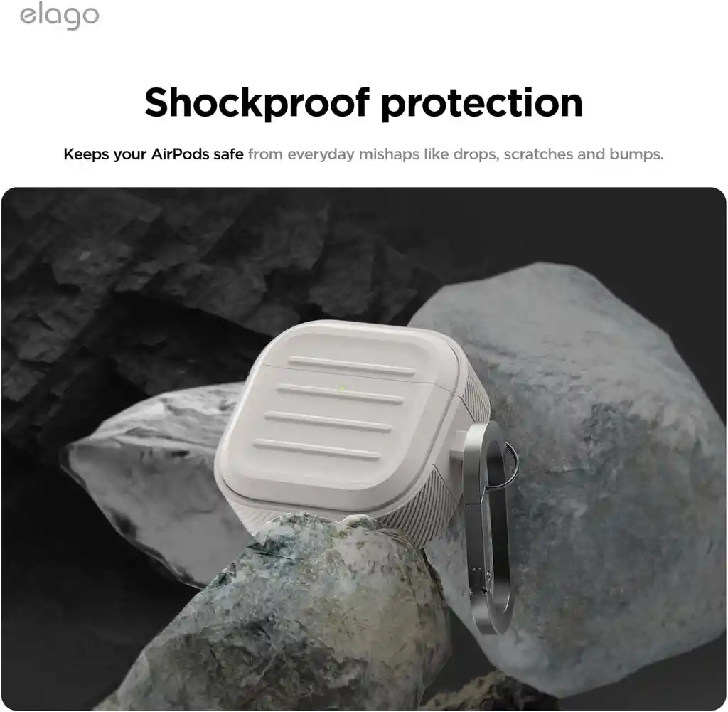 Estuche De Silicona Para Airpods 4 Armor Con Arnés En Stone