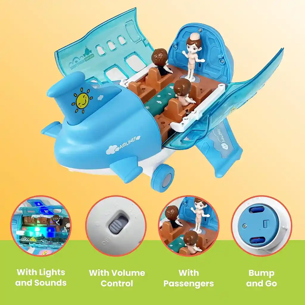 Avión Universal Airliner Musical Infantil Didáctico Para Niños Con Luz Movimiento Y Sonido