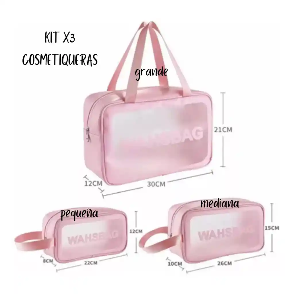 Kit Cosmetiqueras X 3 Washbag Impermeable Surtida