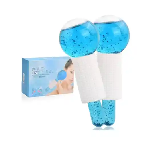 Masajeador Facial Azul Cool Roller Ball - 2 Globos De Hielo Facial - Masajeador Para Pieles Delicadas