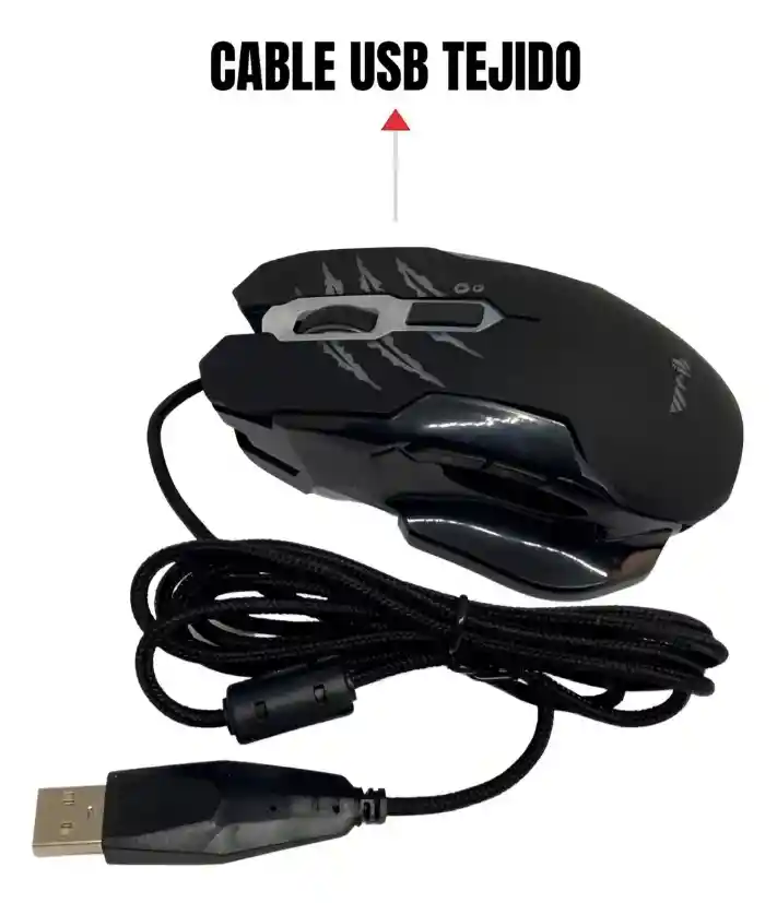 Mouse Rgb Padmouse Alámbrico Led Usb Wk-411 6 Botones