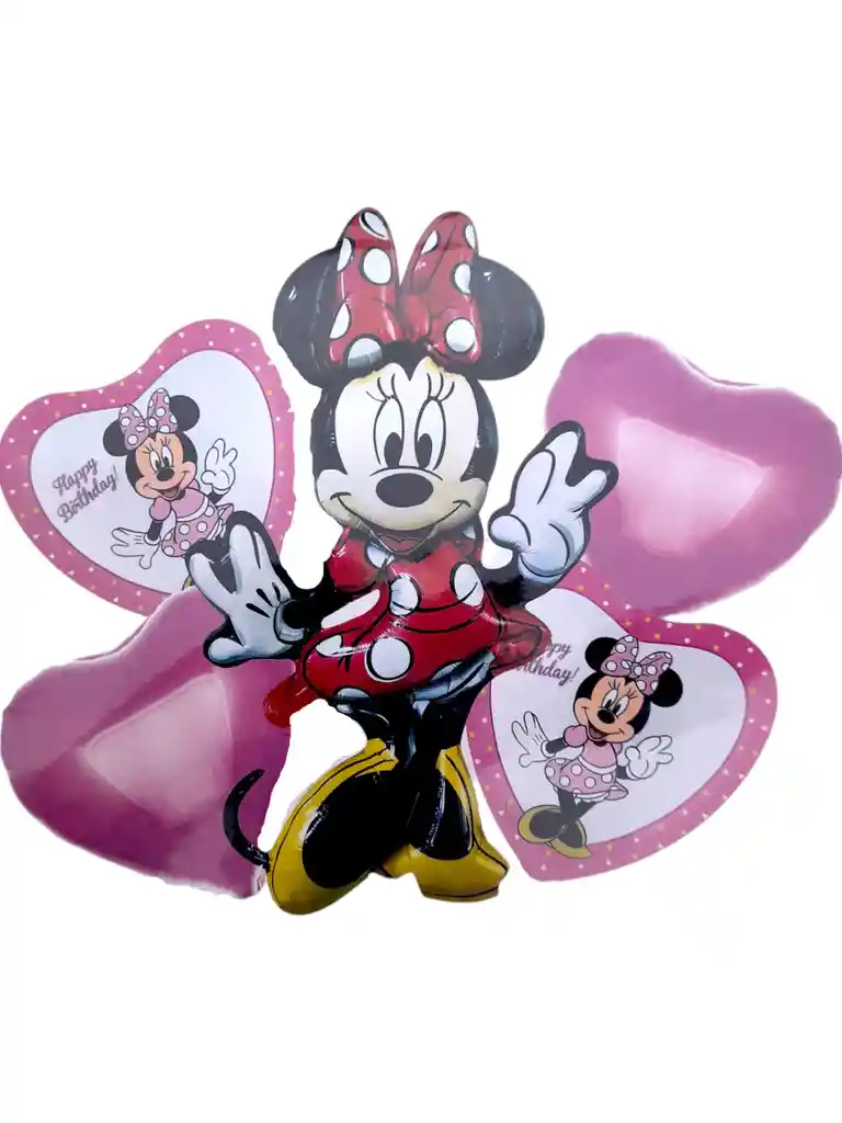 Buquet De Globos Minnie Mouse Cumpleaños X5