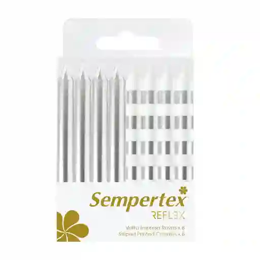 Velas Rayas Metalizadas Blanco Y Plata