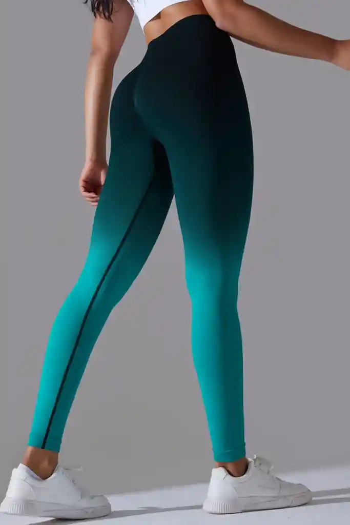 Leggins Yoga Bicolor Verde-negro Push Up