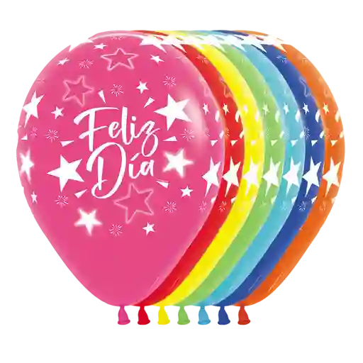 Bomba Globo Biodegradable De Latex Feliz Dia Estrellas Surtida R12