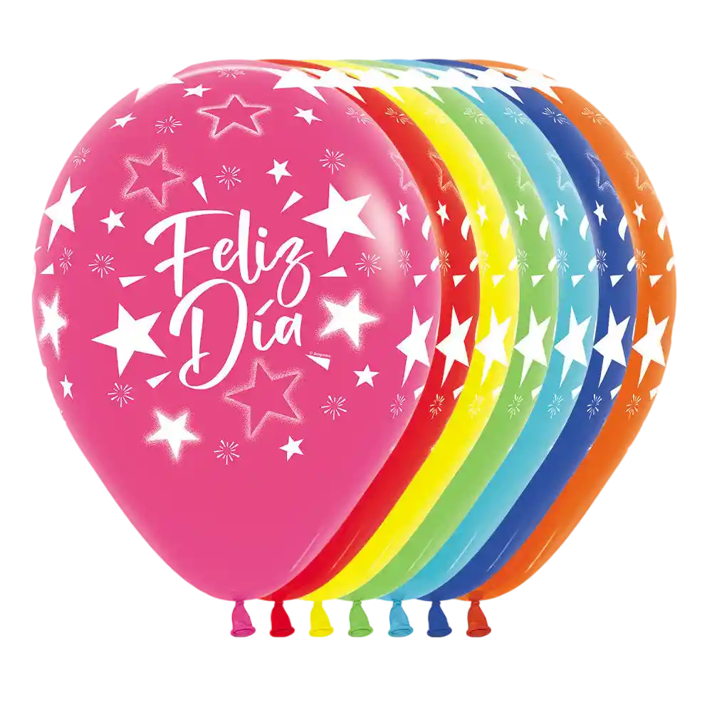 Bomba Globo Biodegradable De Latex Feliz Dia Estrellas Surtida R12