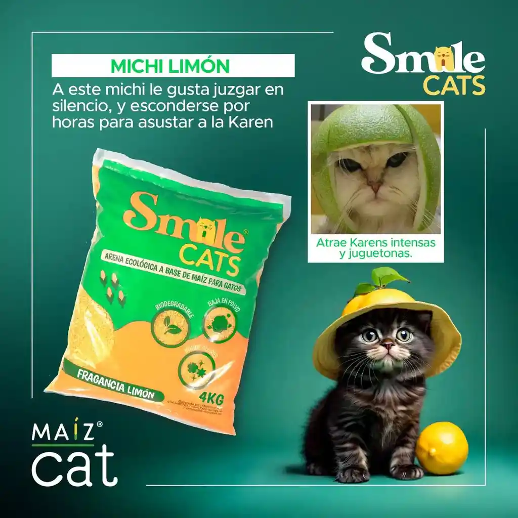 Smile Cat 4 Kg Arena Para Gatos De Maíz Con Aroma Según Disponibilidad En Tienda