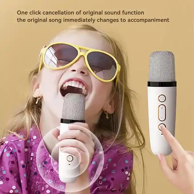 Karaoke Astronauta Con Dos Micrófonos Inalámbricos Altavoz Bluetooth Reloj Despertador Luz Rgb