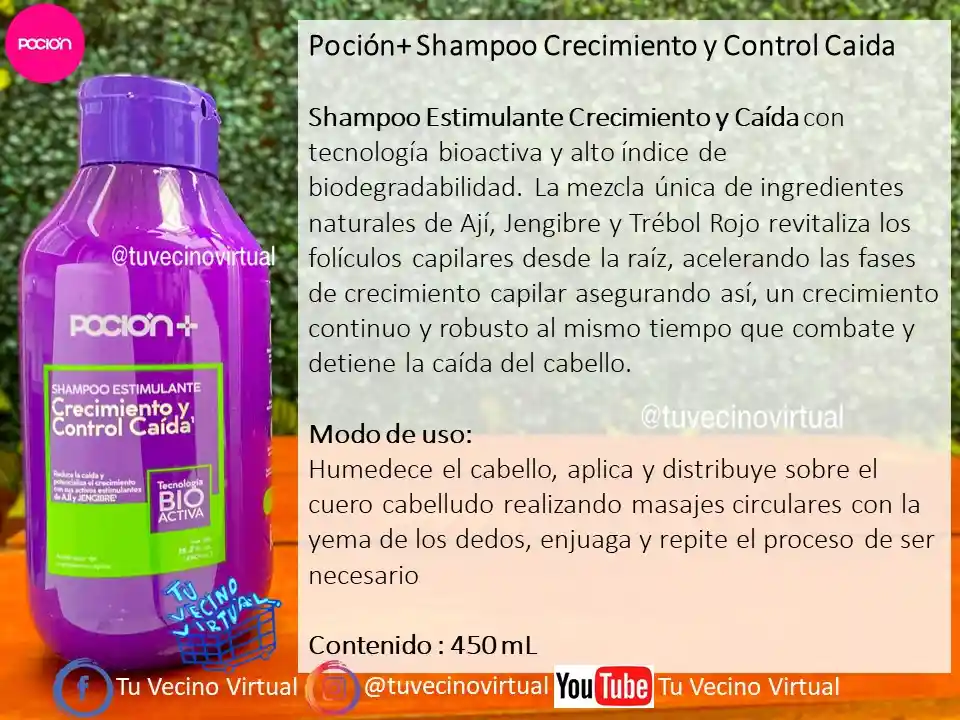 Shampoo Crecimiento Y Control Caída Y Tratamiento La Poción