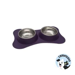 Loving Pets Comedero Doble Flexible Morado Comedor