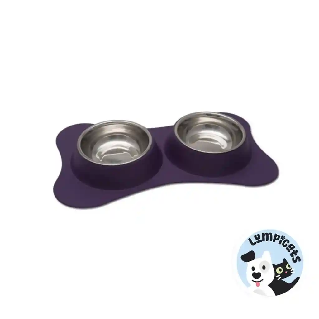 Loving Pets Comedero Doble Flexible Morado Comedor