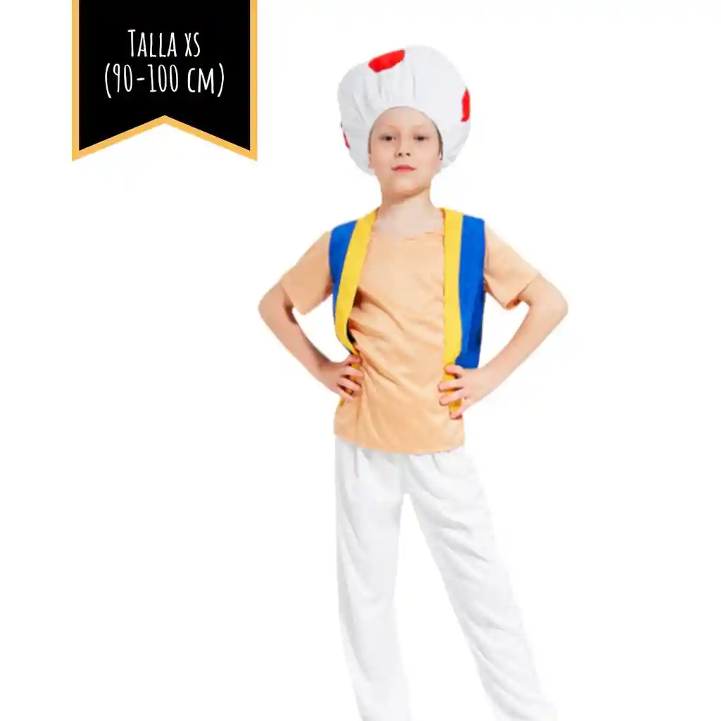 Disfraz Halloween Toad Mario Bros Talla Xs (90 - 100 Cm)