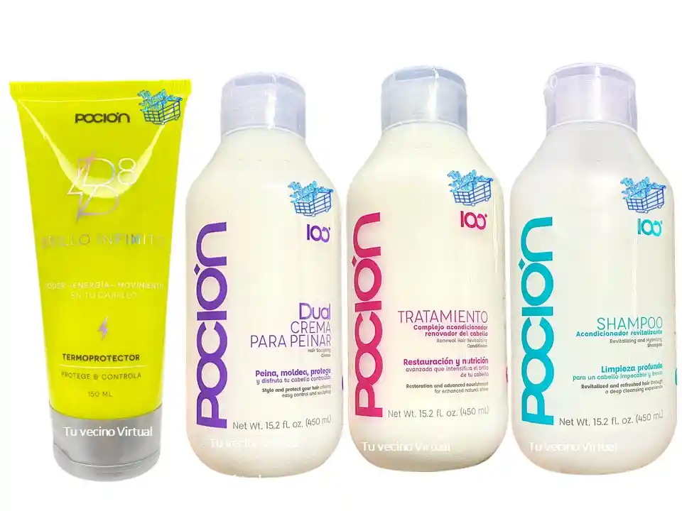 Shampoo, Tratamiento, Crema Para Peinar Y Termoprotector La Poción