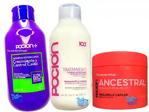 Mascarilla Ancestral, Tratamiento Acondicionador Y Shampoo Crecimiento Y Control Caída Pocion