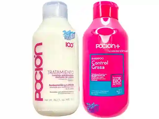 Shampoo Control Grasa Y Tratamiento Acondicionador De Reparación La Pocion