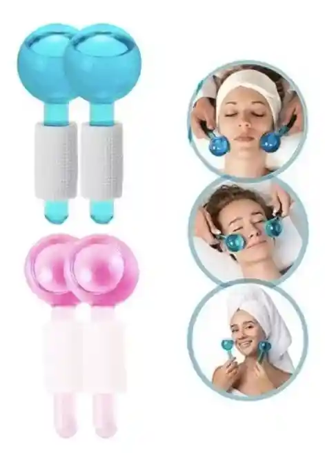 Masajeador Rodillo Facial En Cristal Belleza Globo Frio Doble