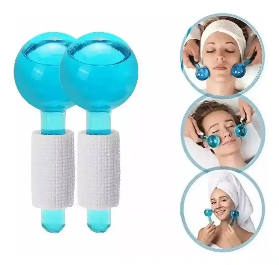 Masajeador Rodillo Facial En Cristal Belleza Globo Frio Doble