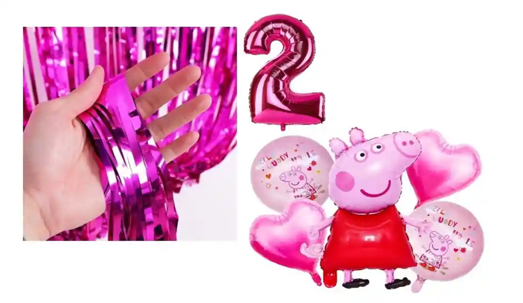 Kit Decoración Peppa Pig Bouquet, Cortina, Número Pepa