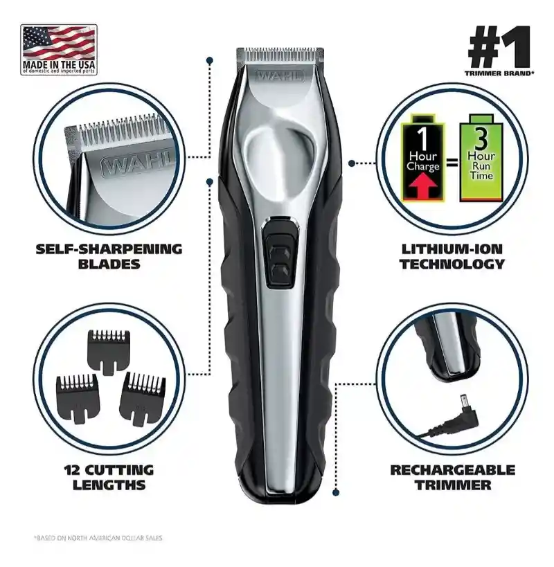 Afeitadora Wahl Barbera Patillera All In One Lithium Recarga