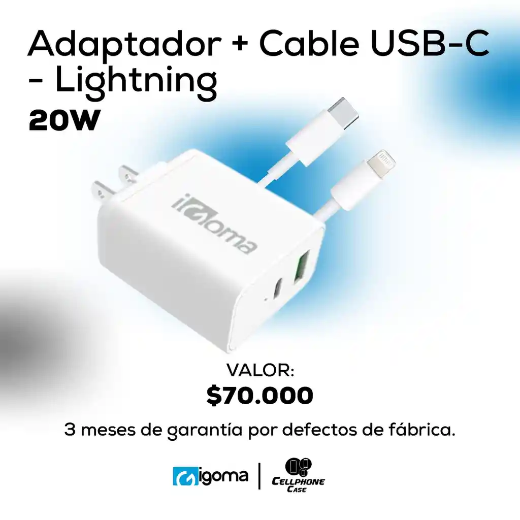 Adaptador 20w + Cable Usb-c - Lightning