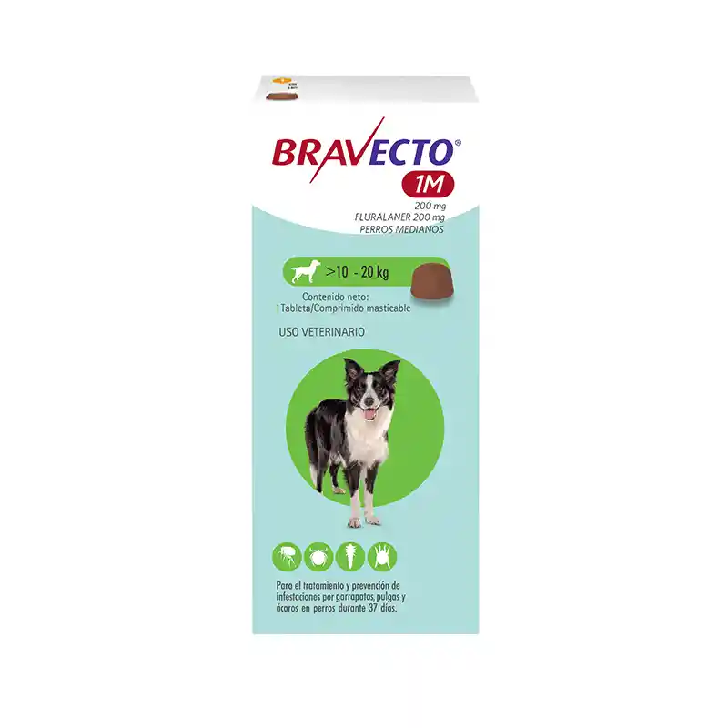 Bravecto 37 Días (perros De 10 A 20 Kg) Antipulgas Y Garrapatas