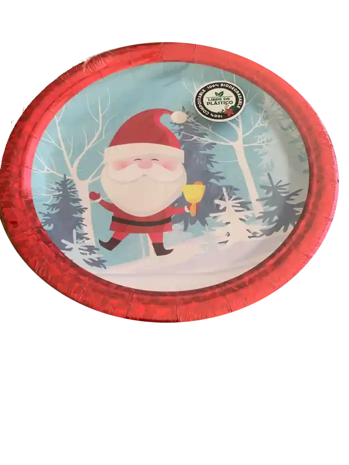 Pack De 8 Platos Fiesta 9" Navidad - Diseño Papá Noel