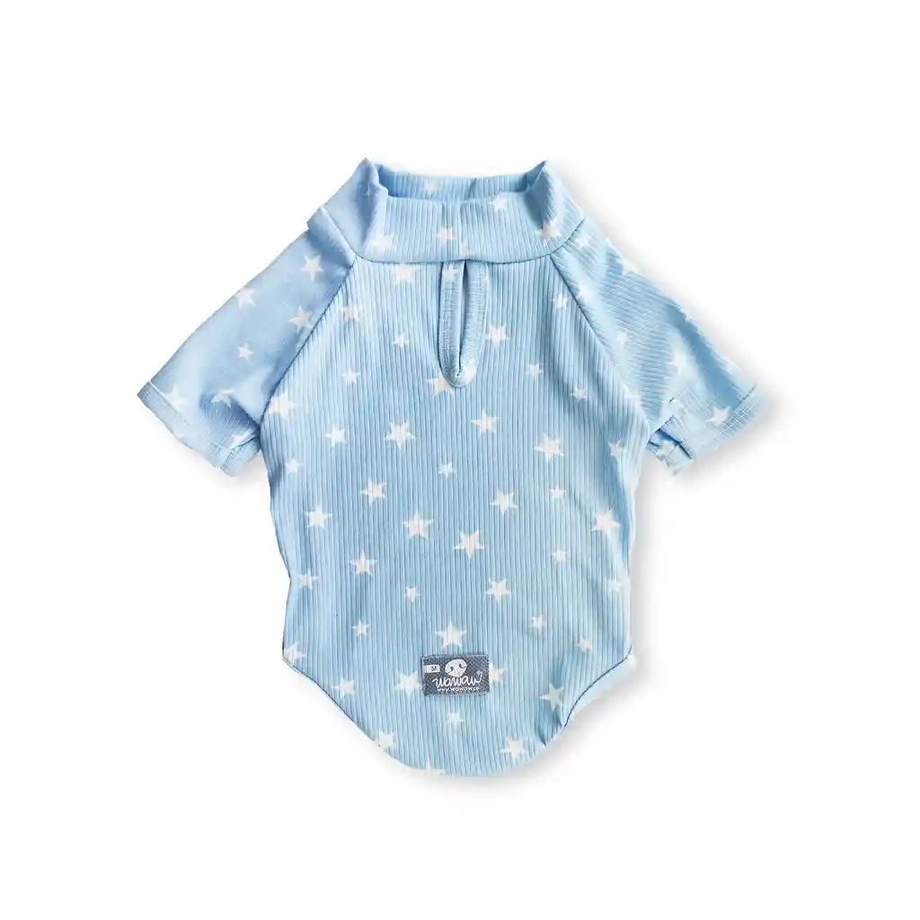 Saco Para Perro Talla Xs Cuello Nerú Celeste Estrellas