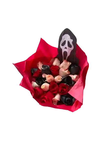 Rosas Rojas, Negras Y Blancas Scream Ghostface Bouquet