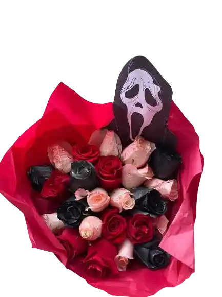 Rosas Rojas, Negras Y Blancas Scream Ghostface Bouquet