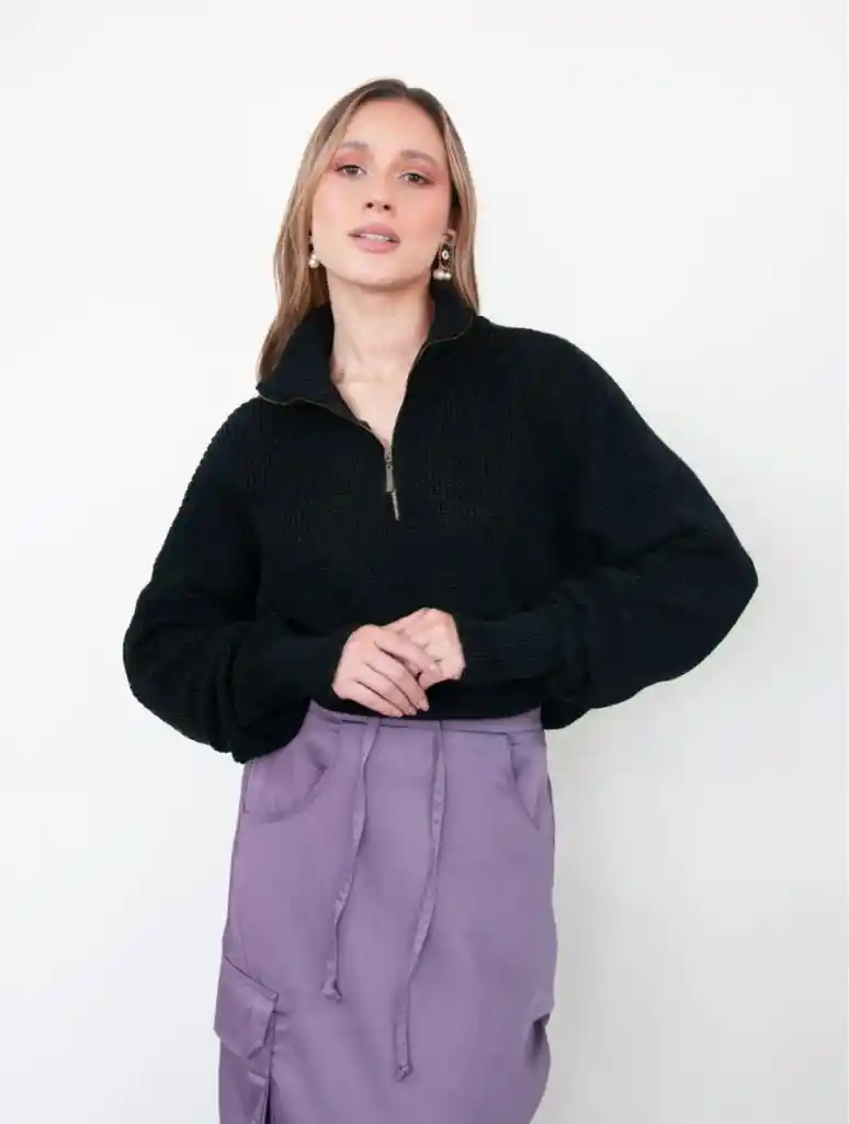 Sueter Para Mujer Cremallera The Classic Negro