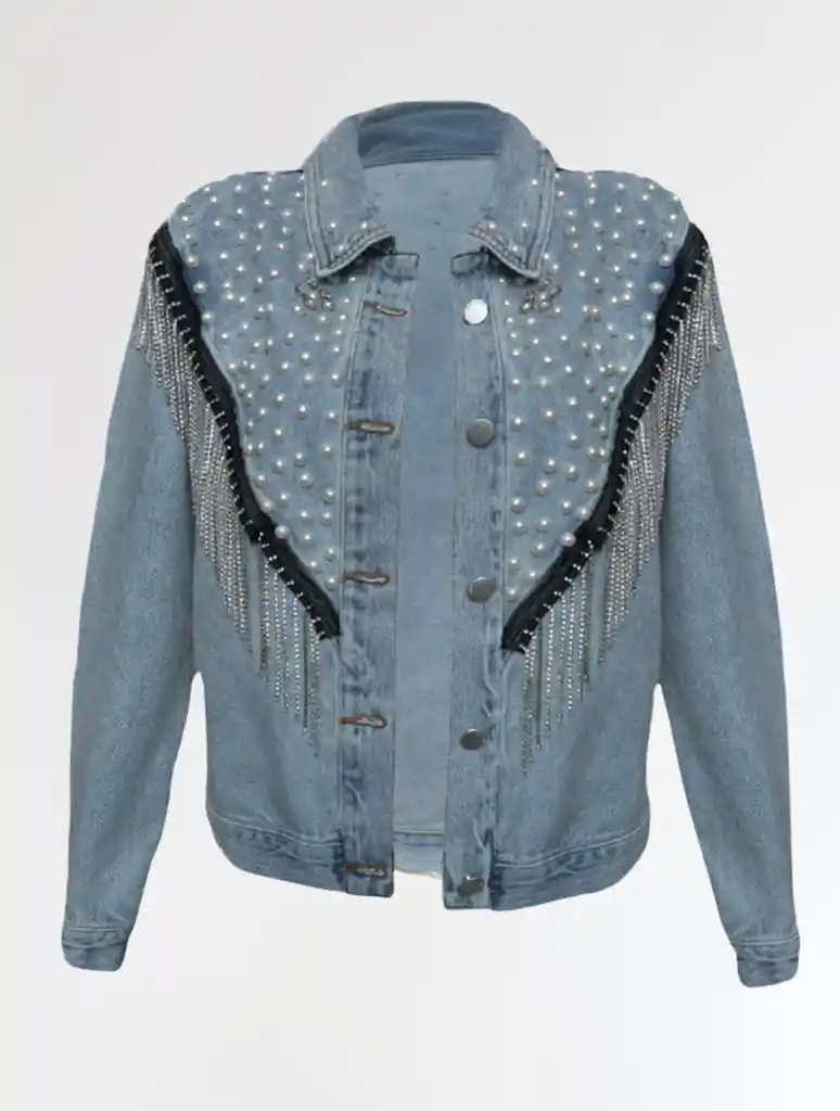 Chaqueta Para Mujer Denim Con Apliques The Dazzling Azul
