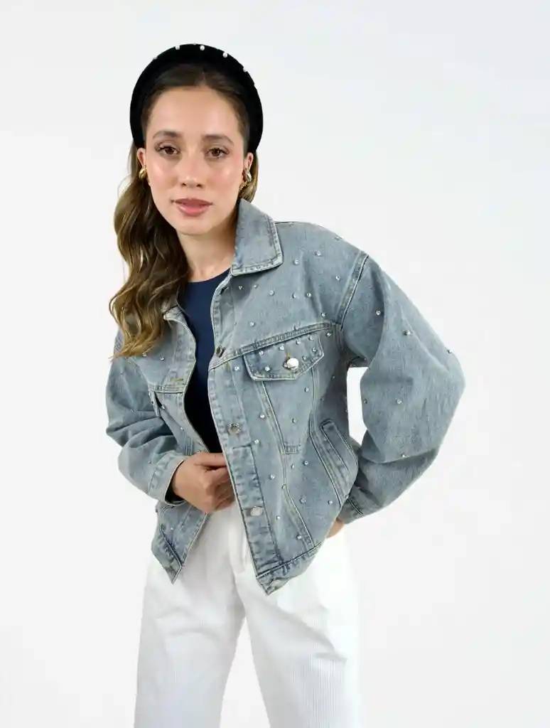 Chaqueta Para Mujer Denim Con Apliques The Bold Azul