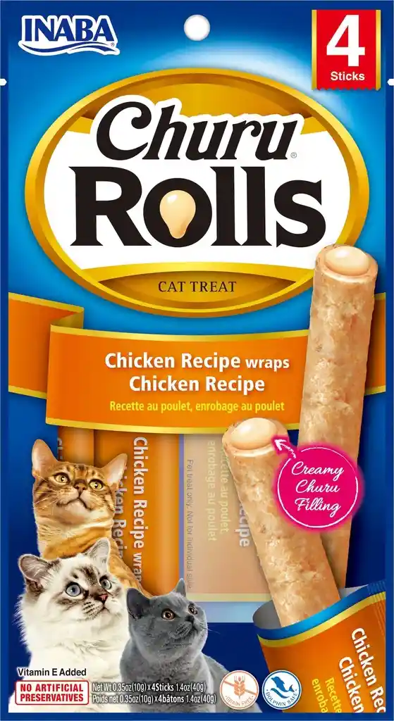 Churu Rolls Snack Para Gato 4 Piezas Con Sabor A Pollo