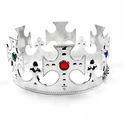 Corona Rey Flexible Ajustable Plateada Y Piedras Hora Loca Carnaval Halloween