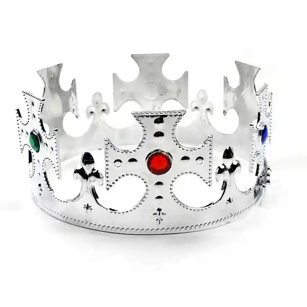 Corona Rey Flexible Ajustable Plateada Y Piedras Hora Loca Carnaval Halloween