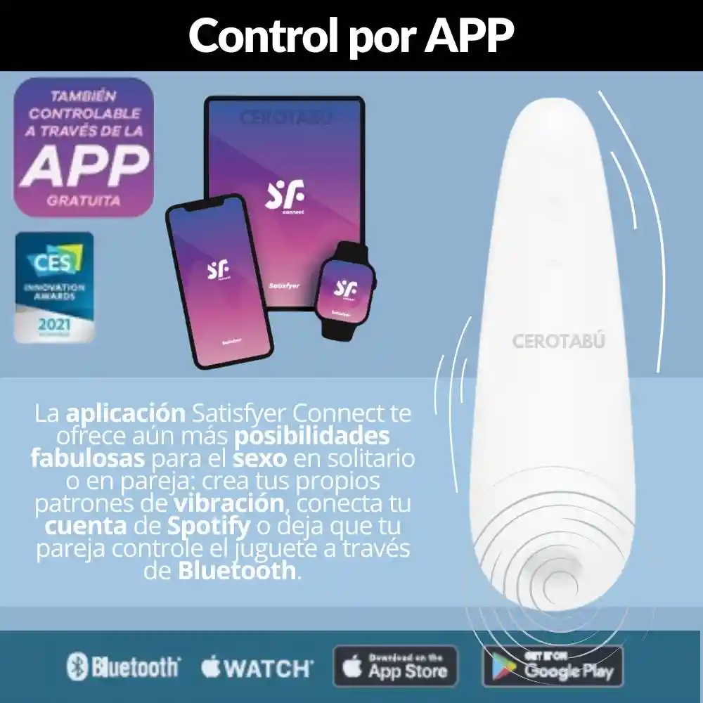 Satisfyer Curvy 2 + Vibrador De Clitoris Succionador App