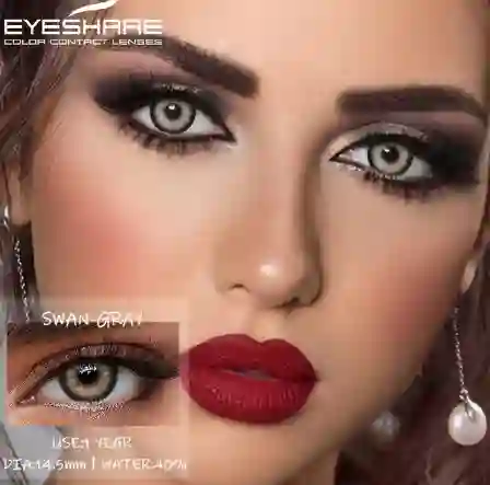 Lentes De Contacto Color Gris Claro Borde Oscuro Halloween Swan Gray