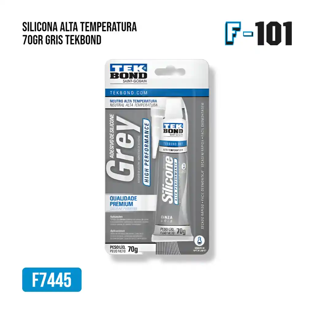 Silicona Alta Temperatura 70gr Gris Tekbond