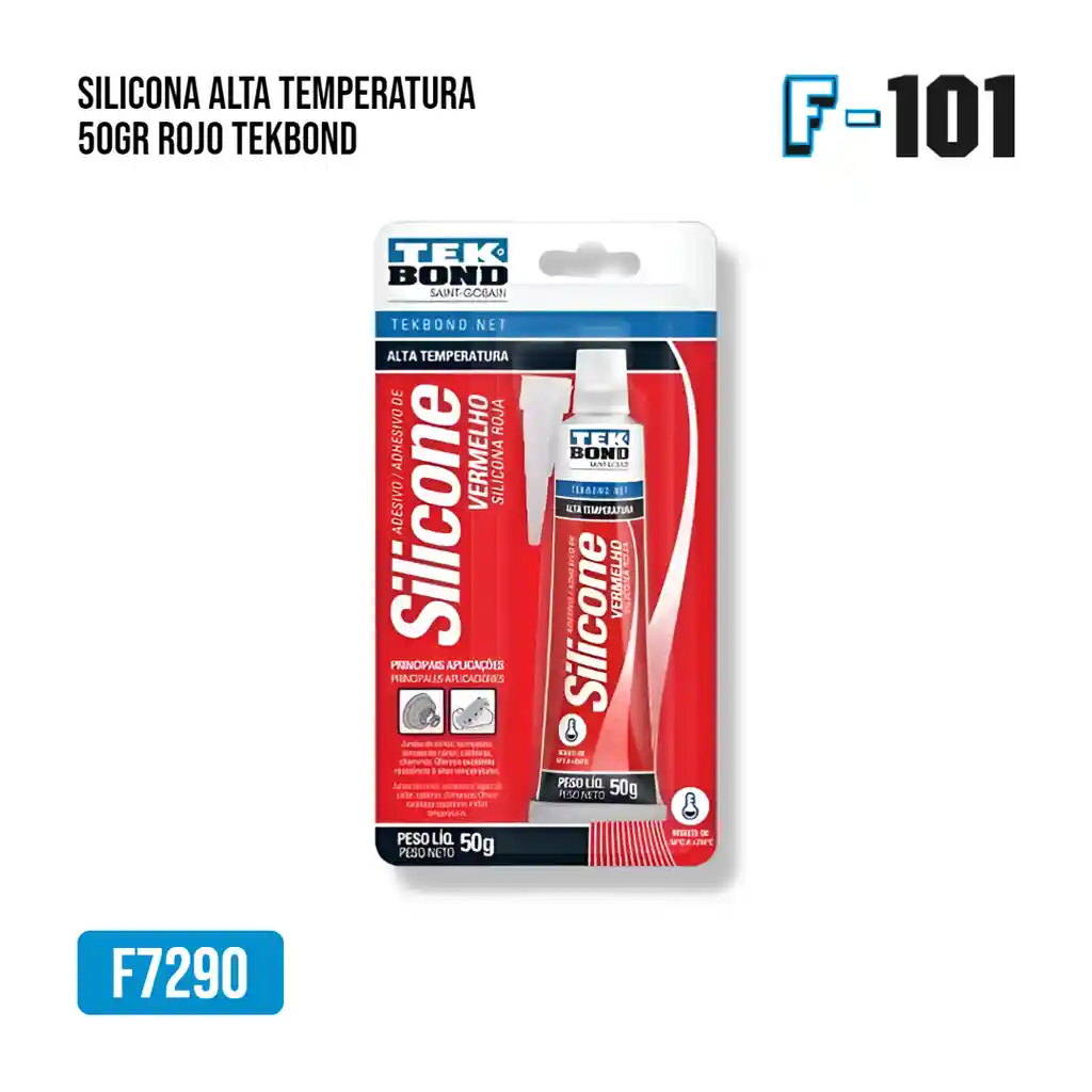 Silicona Alta Temperatura 50gr Rojo Tekbond