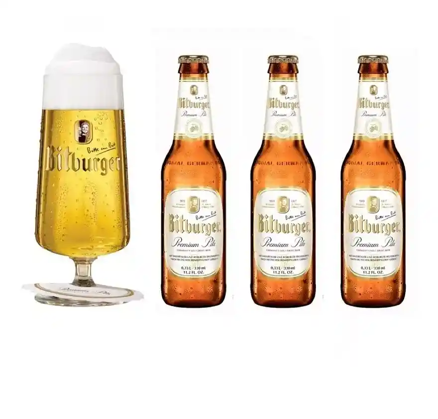 Estuche De Cerveza Alemana Bitburger + Copa