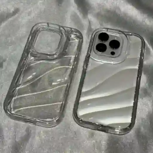 Estuche Transparente Antichoques Iphone 16 Pro Max Con Marcas De Agua Ondulada