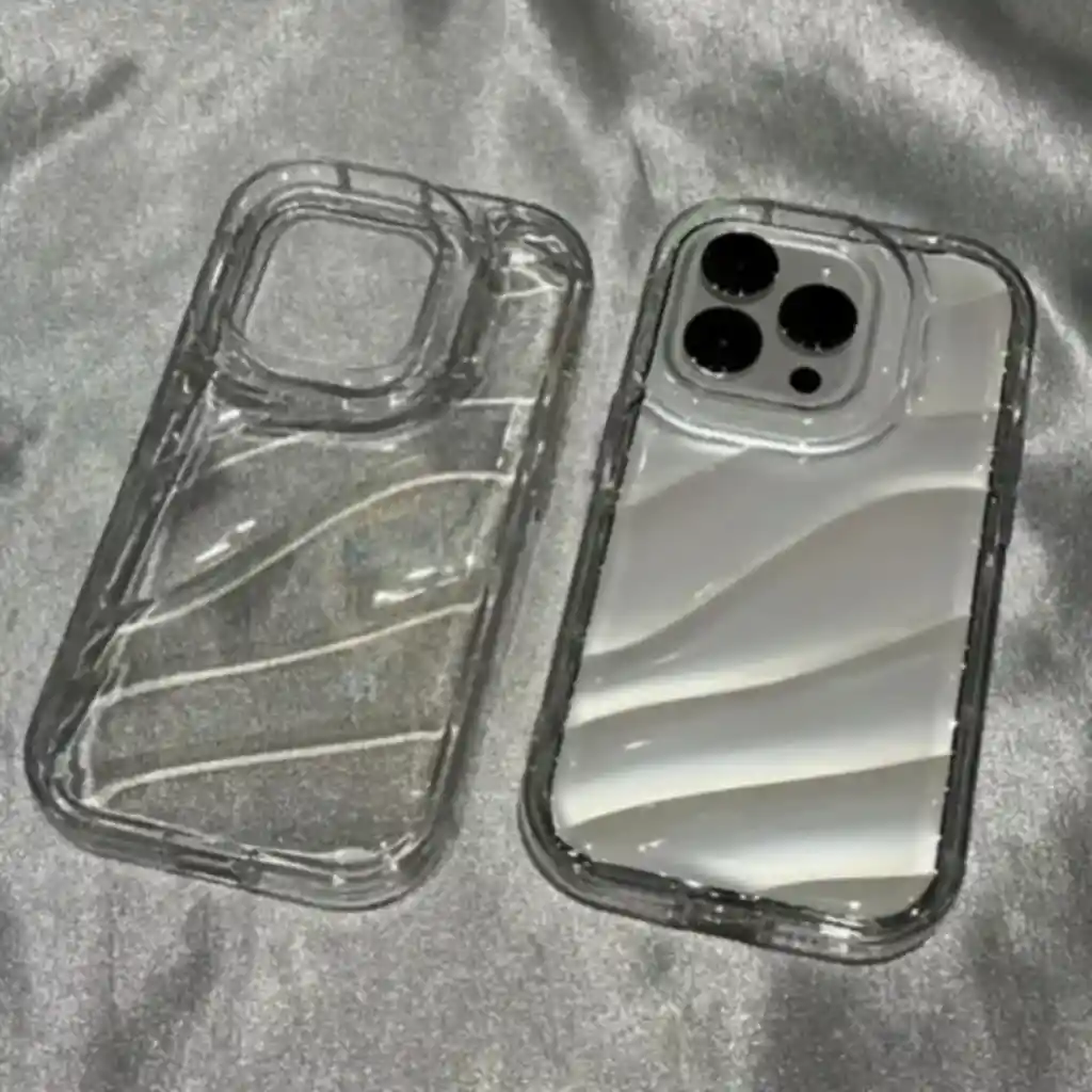 Estuche Transparente Antichoques Iphone 16 Pro Max Con Marcas De Agua Ondulada