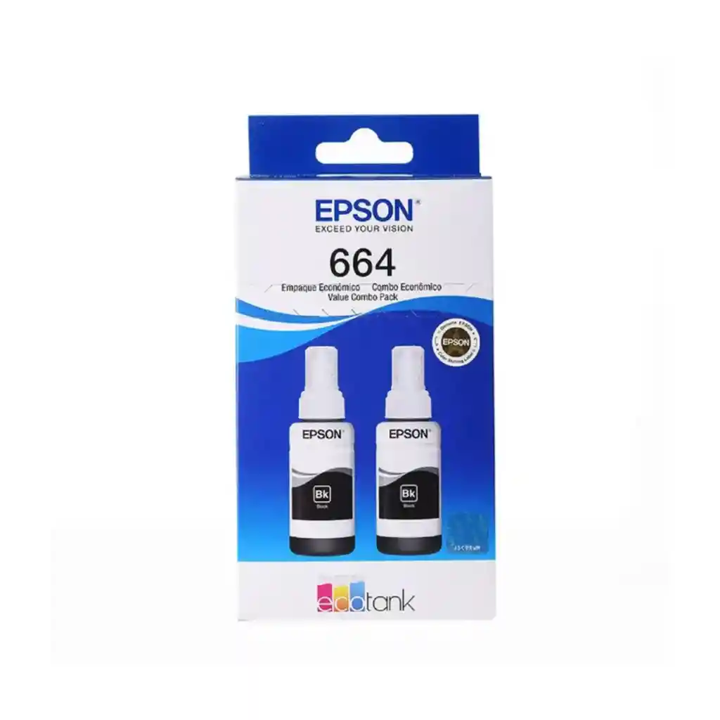 Kit X 2 Tintas 664 Color Negro Epson Para Impresora L120, L200, L210, L355