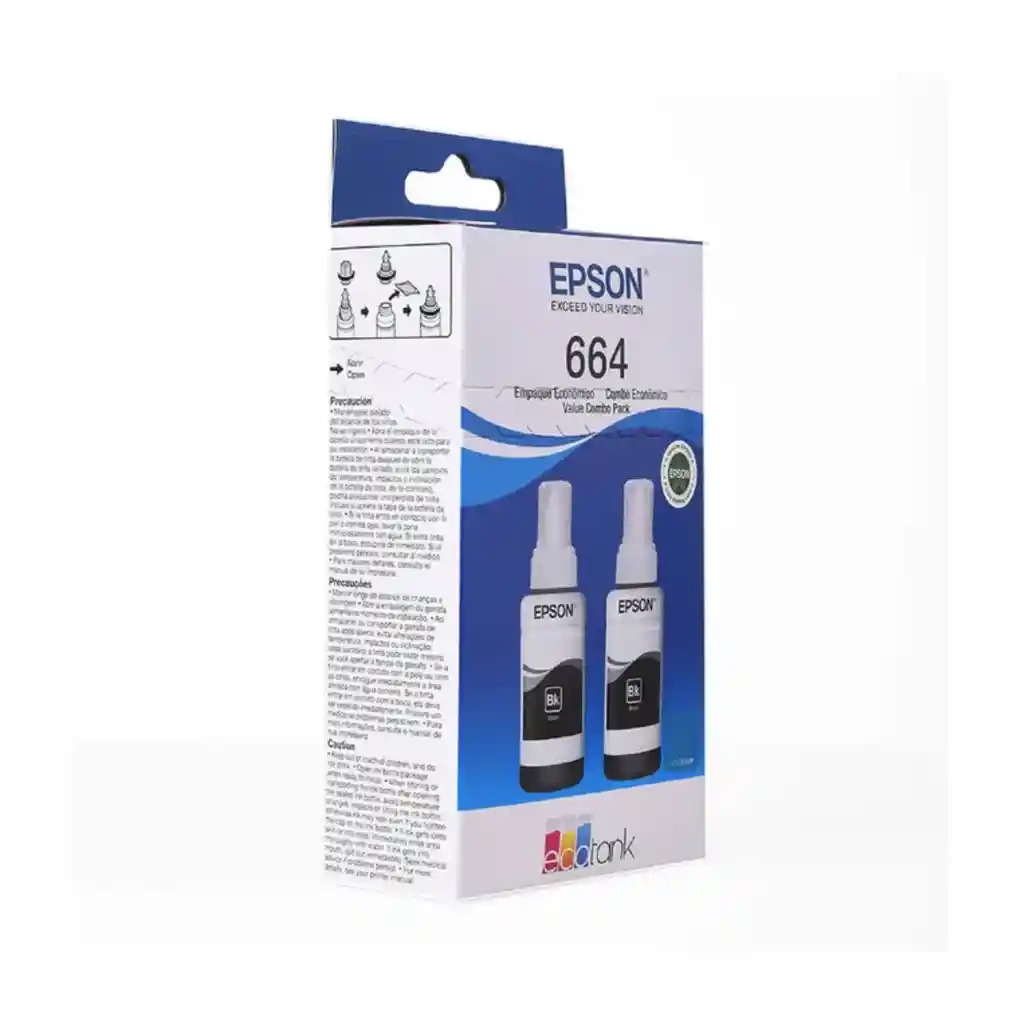 Kit X 2 Tintas 664 Color Negro Epson Para Impresora L120, L200, L210, L355