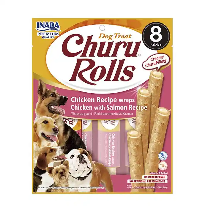 Churu Rolls Snack Para Perro 8 Piezas De Pollo Con Salmon