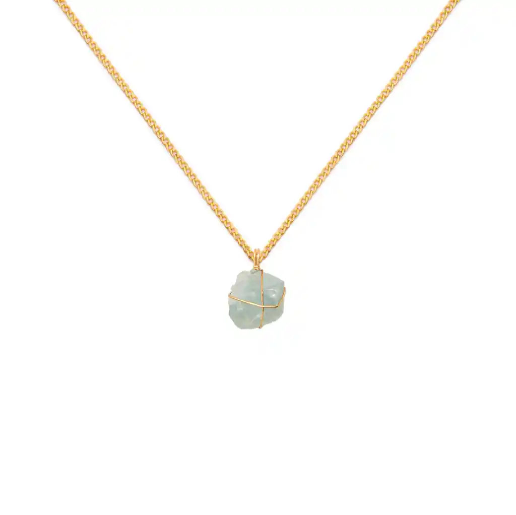 Whclcd006o Collar Cadena Oro Aguamarina