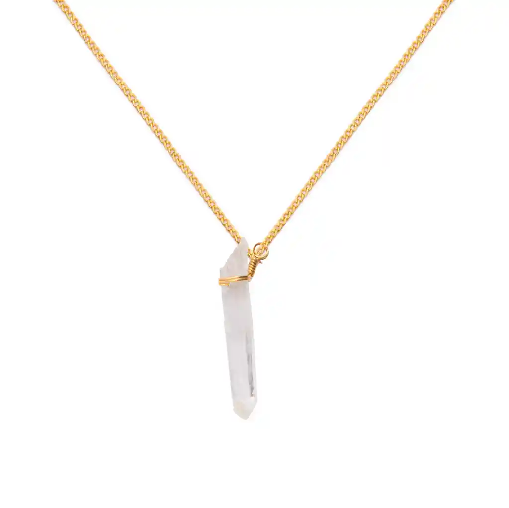 Whclcd070o Collar Cadena Oro Cuarzo Punta