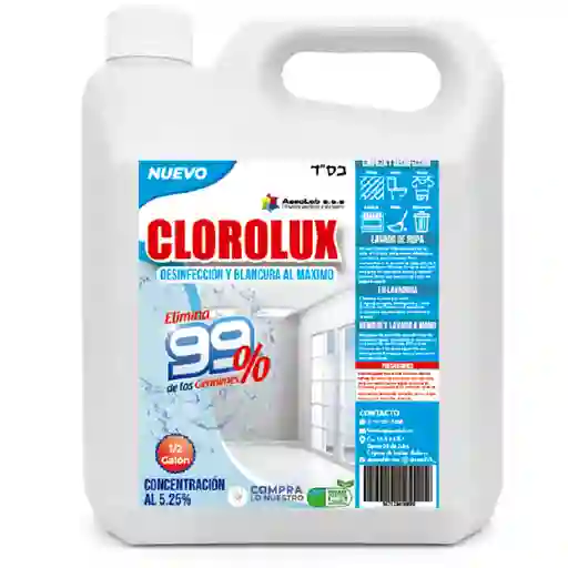 Blanqueador Clorolux Concentración 5.25% X 1.9l